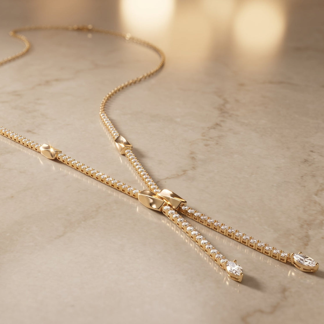 Zivara Crystal Twin Drop Necklace