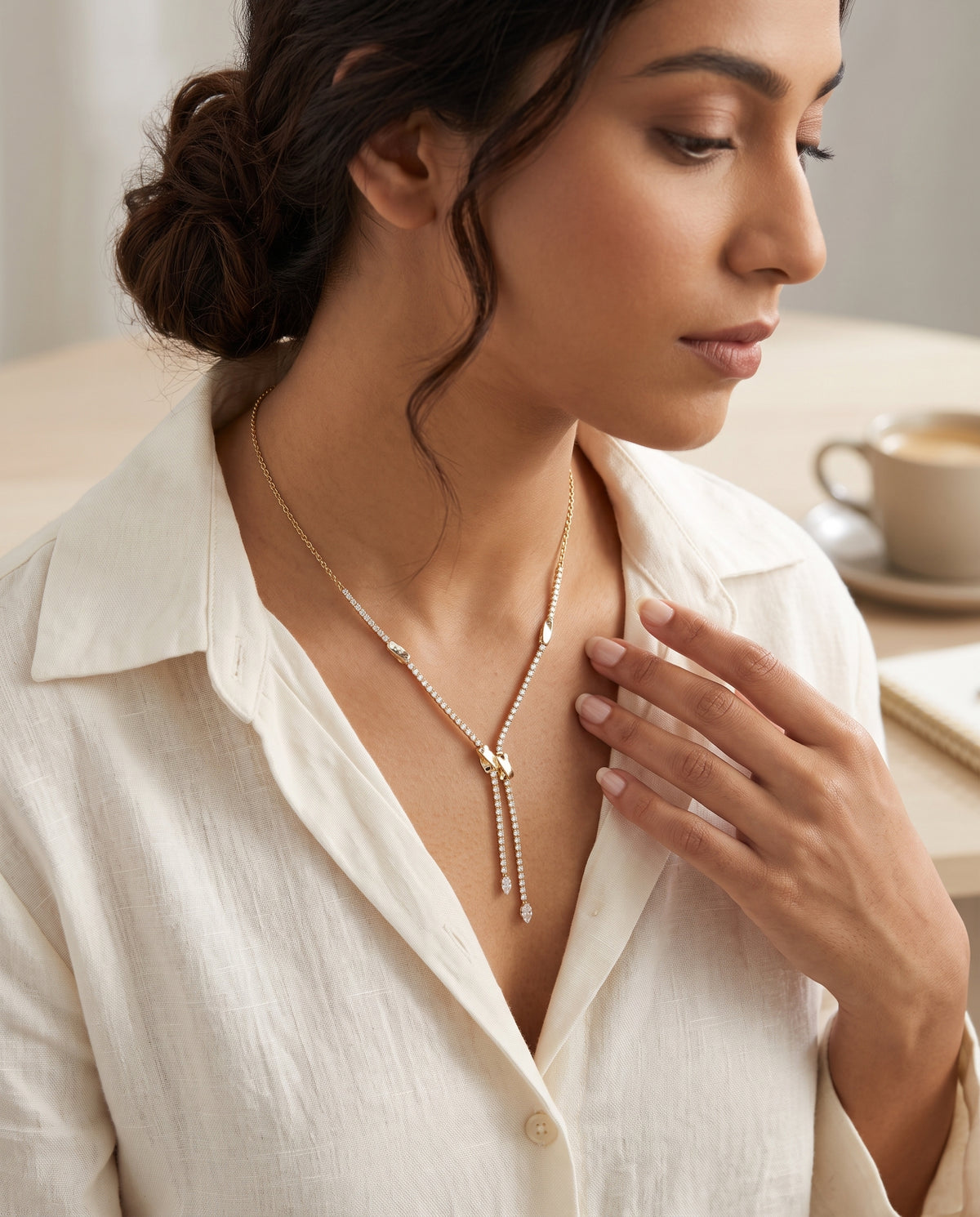 Zivara Crystal Twin Drop Necklace
