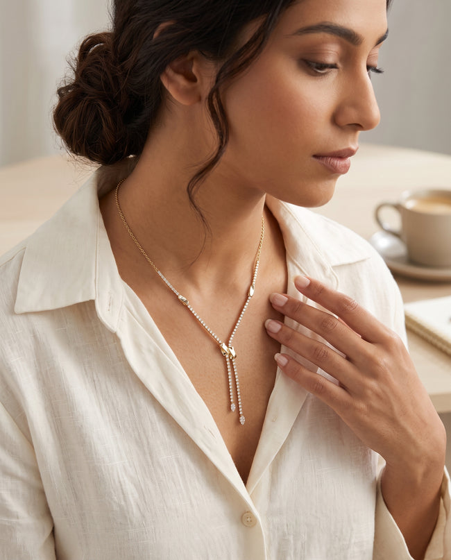 Zivara Crystal Twin Drop Necklace Main Image