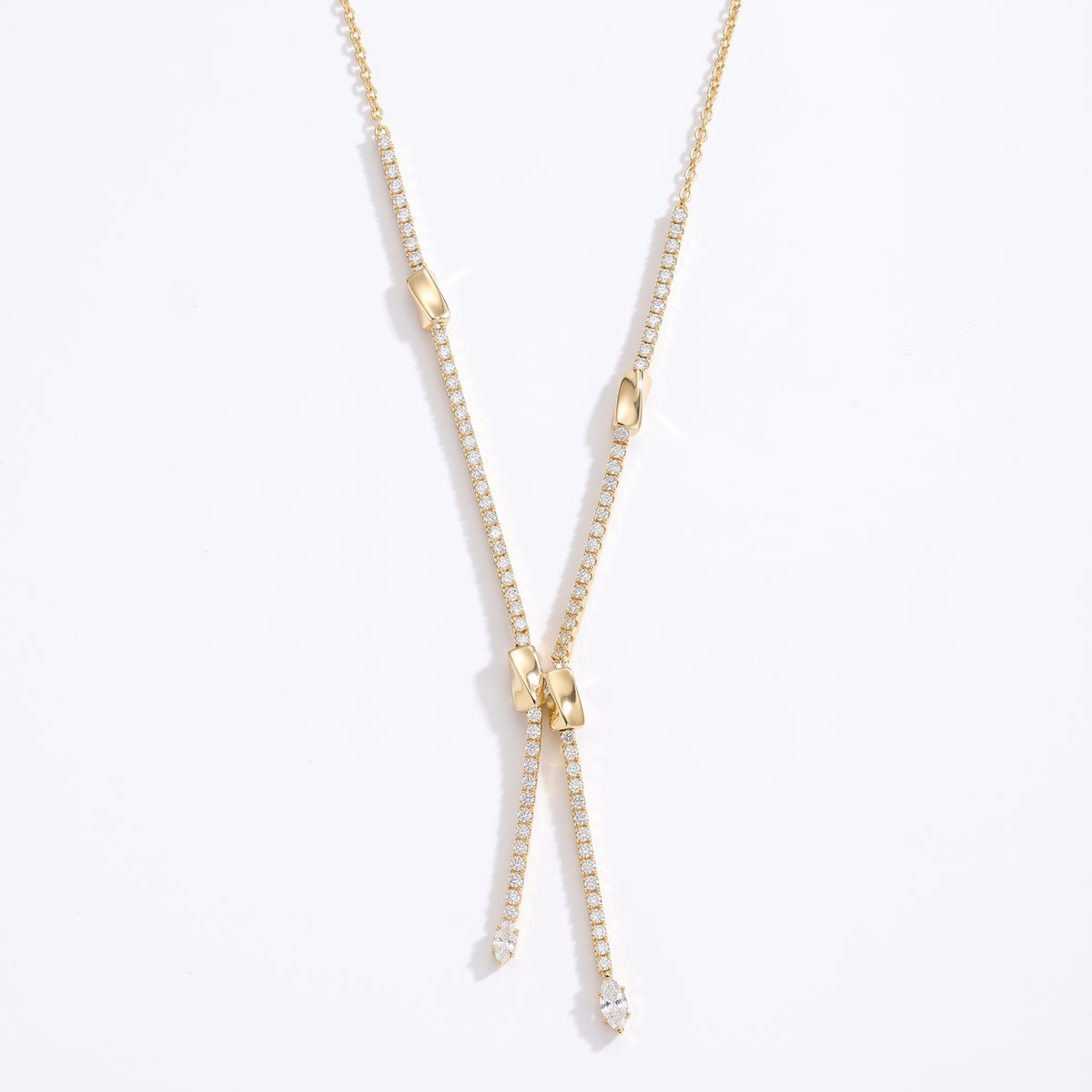 Zivara Crystal Twin Drop Necklace