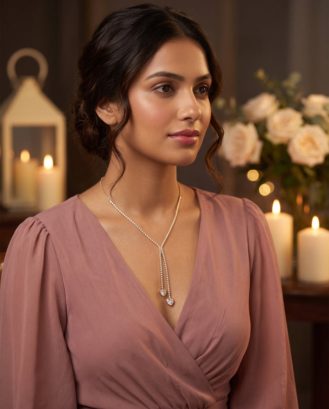 Aveline Crystal Heart Drop Necklace Main Image