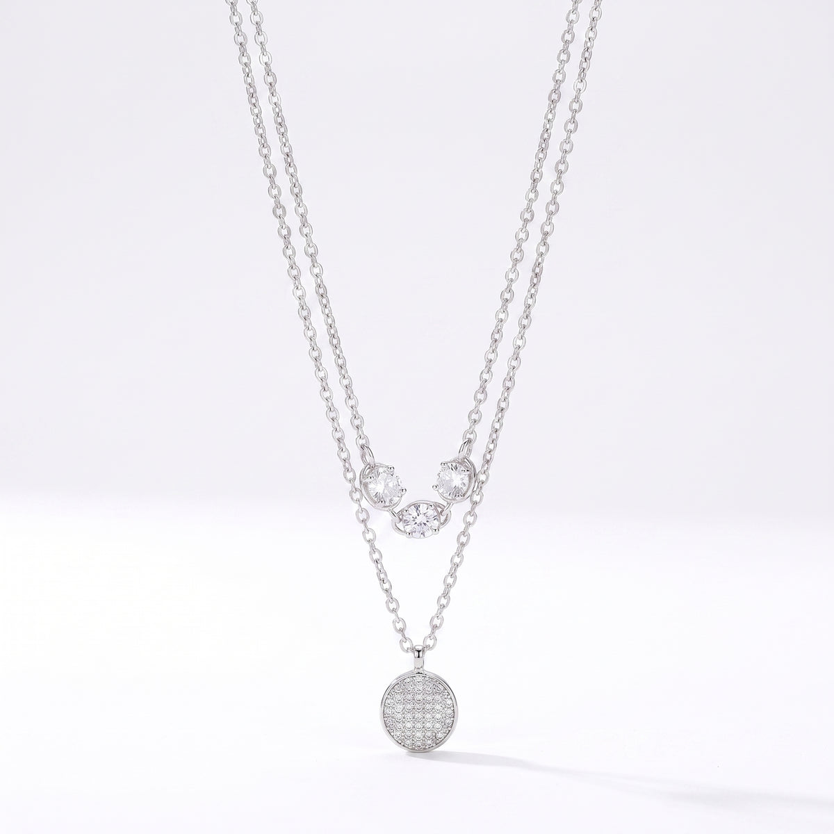 Selene Layered Crystal Pendant Necklace