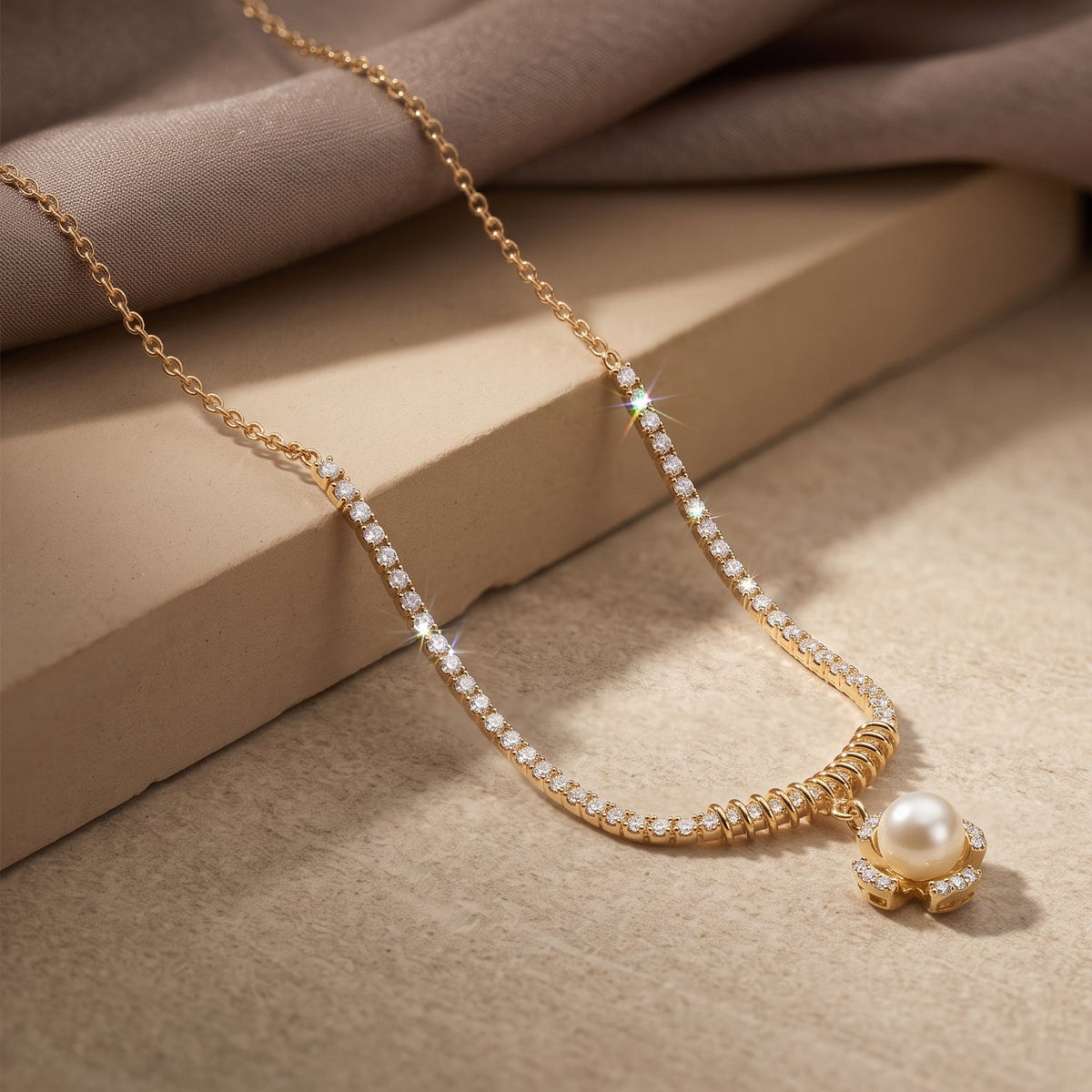Aurelia Pearl & Crystal Drop Necklace